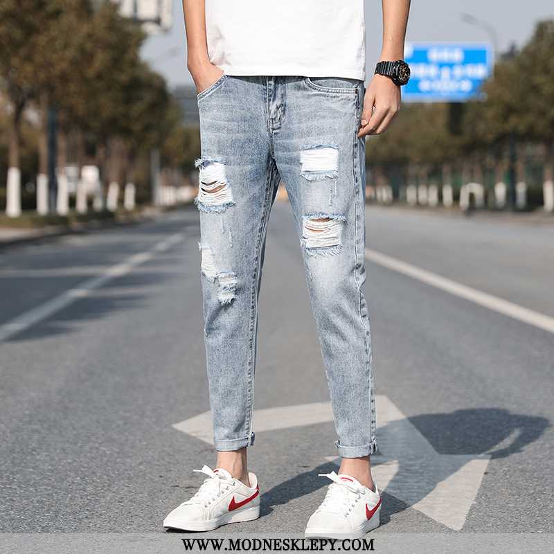 Jeansy Męskie Nowy Zgrywanie Dżinsy Moda Męska Marka Slim Nogi Na Co Dzień Wiosny 2020 Przycięte Spo