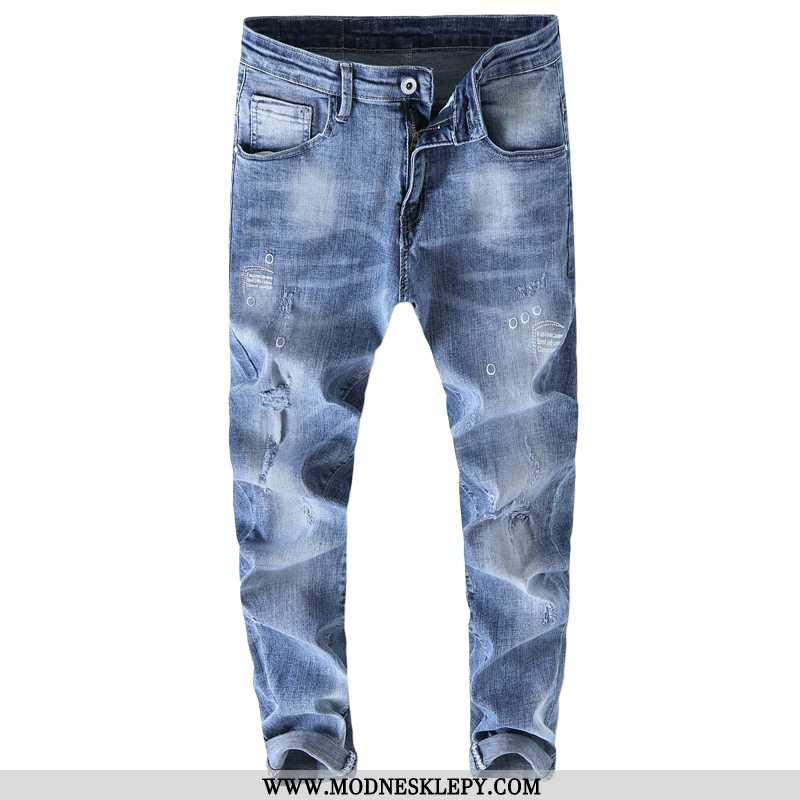 Męskie Jeansy 2020 Wiosna Nowych Mężczyzna Przycięte Spodnie Moda Dziura Popularne Marki Harlan Dory