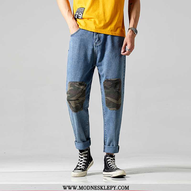 Męskie Jeansy Dżinsy Popularne Marki 2020 Moda Luźne Na Co Dzień Cały Mecz Kamuflaż Przycięte Spodni