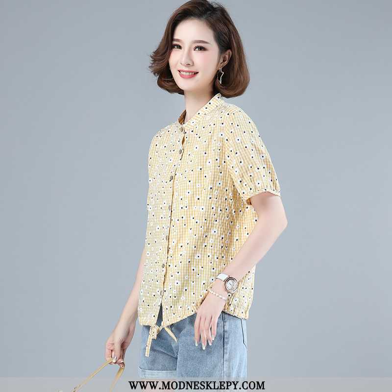 Koszule Damskie Koszula Młody Młodzież Odchudzanie Starzenie Się Trend W Modzie 2020 Lato Żółty