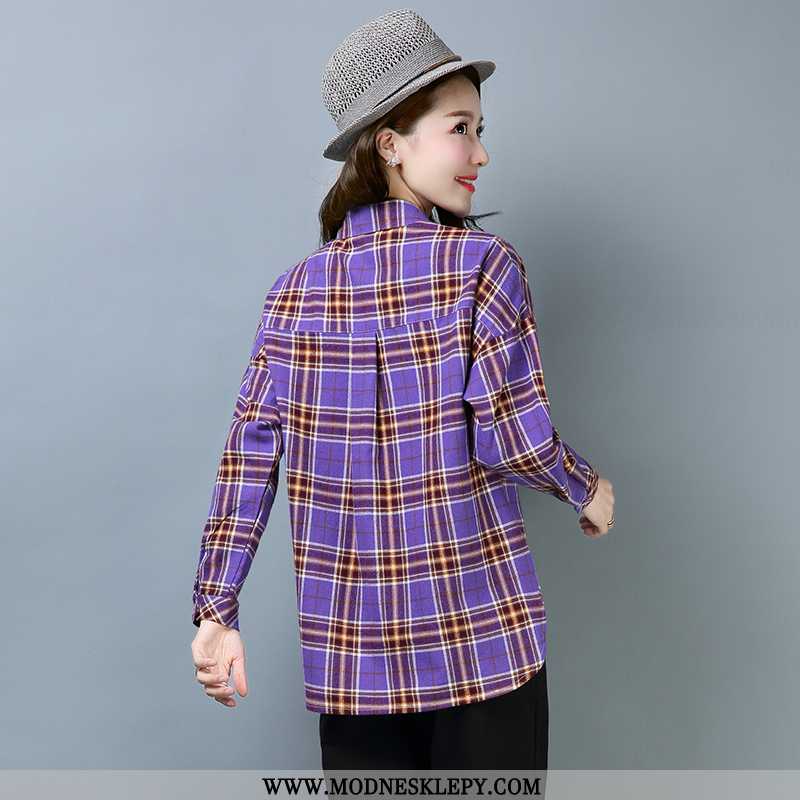 fioletowy - Koszule Damskie Wiosna 2020 Moda Trend Wygodne Temperament Koszula Plus Size Na Co Dzień Spodnie Męs