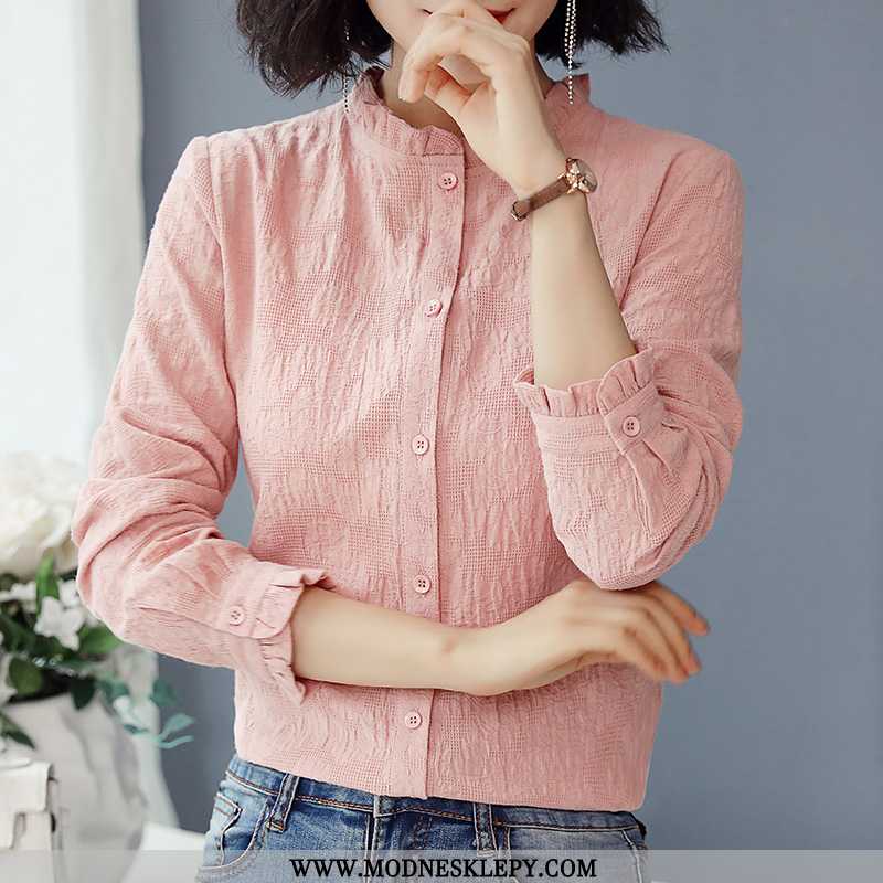 różowy - Koszule Damskie Moda Stylowe Fajne Proste Wygodne Elegancki Jednolity Kolor Zwykła Koszula Jesień 20