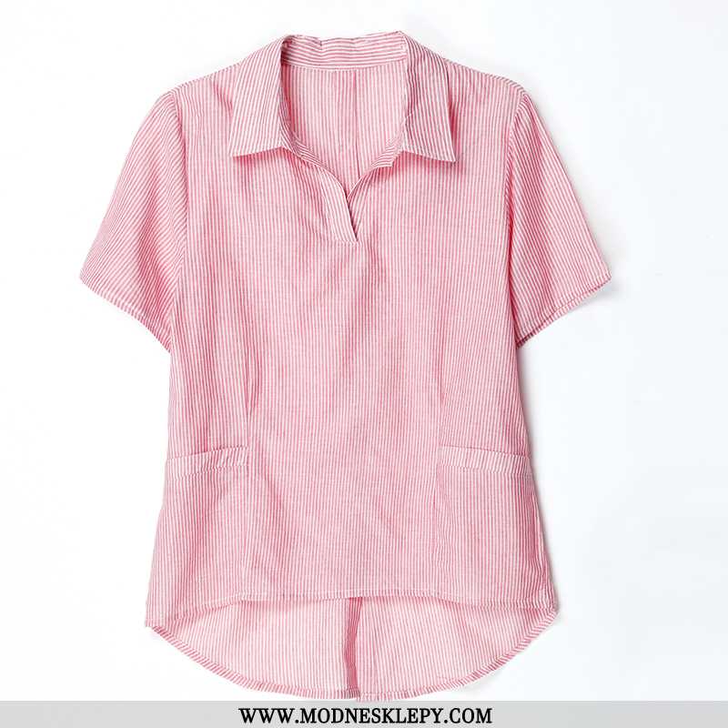 Damskie Koszule Moda Wygodne Koszula Z Krótkim Rękawem 2020 Lato Dorywczo Jednolity Kolor Chłodny El