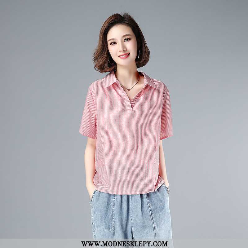 różowy - Damskie Koszule Moda Wygodne Koszula Z Krótkim Rękawem 2020 Lato Dorywczo Jednolity Kolor Chłodny El