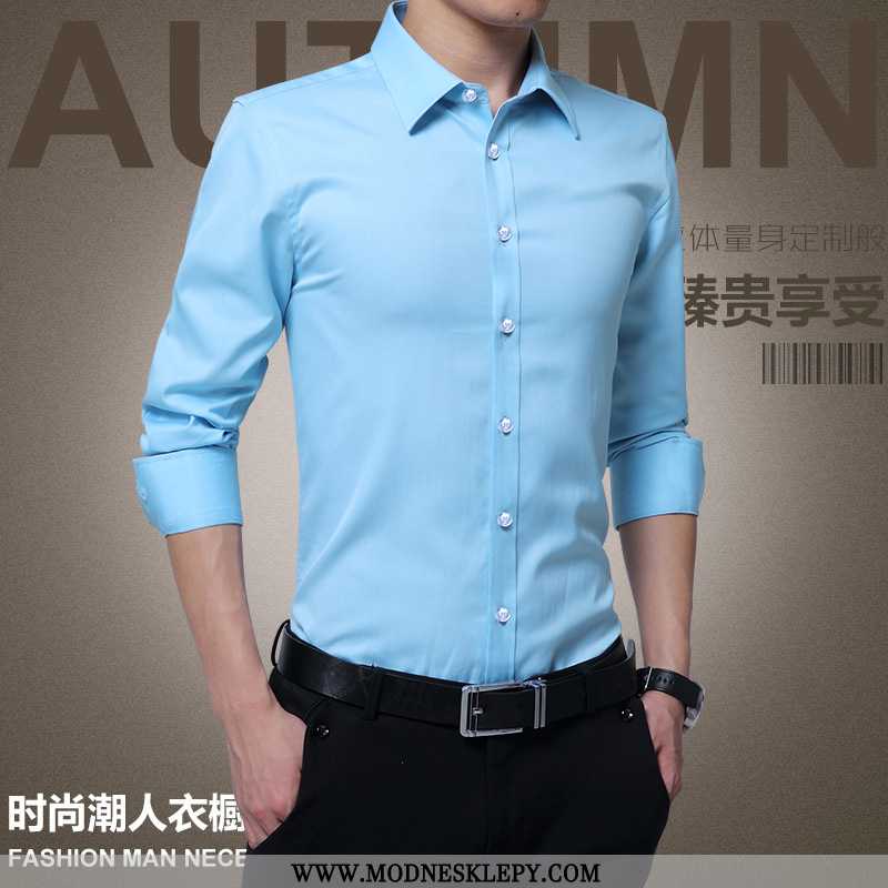 Koszule Męskie Jesień Nowy Męska Koszula Z Długimi Rękawami Biznes Nosić Bez Prasowania Oprzyrządowa