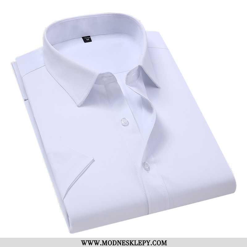 Męskie Koszule 2020 Lato Cienkie Koszula Z Krótkim Rękawem Męska Biała Biznes Formalne Profesjonalny