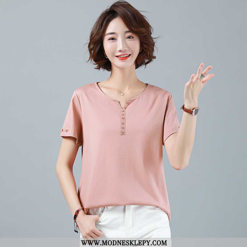 różowy - Koszulki Damskie T-shirt Moda Wygodne Z Krótkim Rękawem 2020 Lato Elegancki Temperament Luźne Fajne 