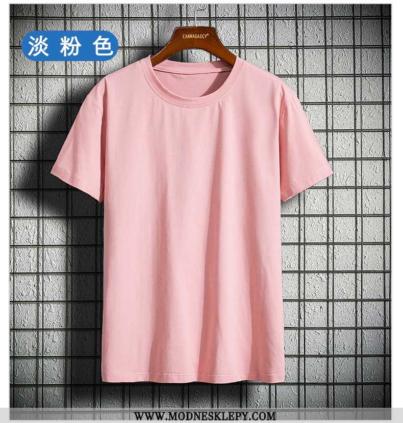  różowy - Męskie Koszulki Lato Z Krótkim Rękawem Wokół Szyi Koszulka Bawełniana Publicznych Lodu Cierń Cienki 