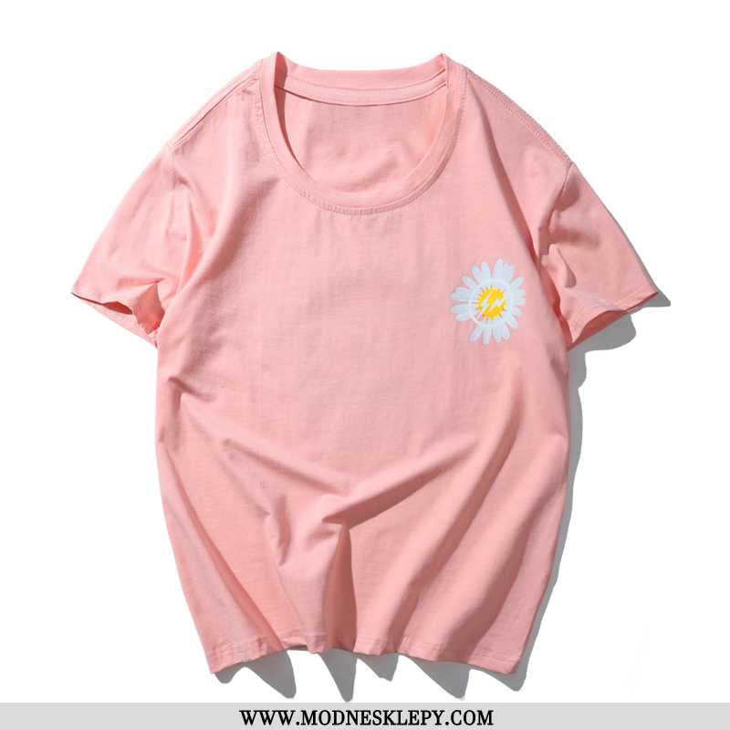  różowy - Męskie Koszulki 2020 Nowe Bawełniane Z Krótkim Rękawem T-shirt Mężczyźni I Kobiety Lato Daisy Popula