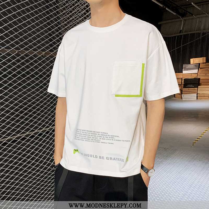 Koszulki Męskie Lato Nowa Bawełniana Luźna Z Krótkim Rękawem T-shirt Męski Pięć Punktów Moda Marka P