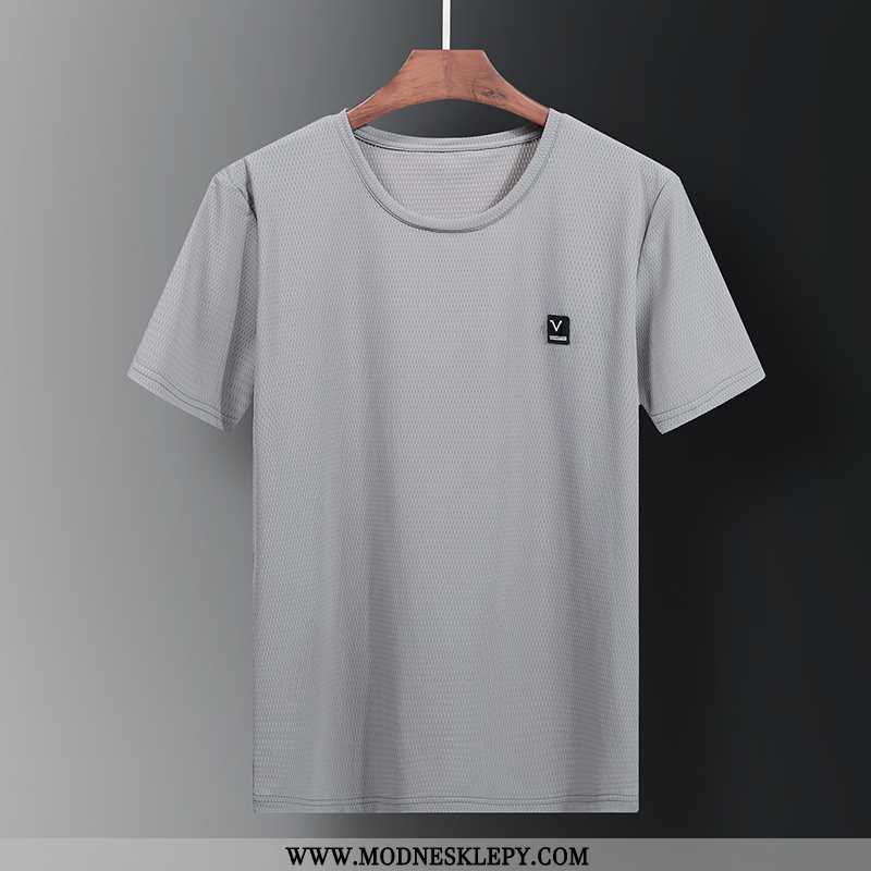 Koszulki Męskie Lato Nowy Ice Silk Cienkie Na Co Dzień Z Krótkim Rękawem T-shirt Oddychające Szybkos