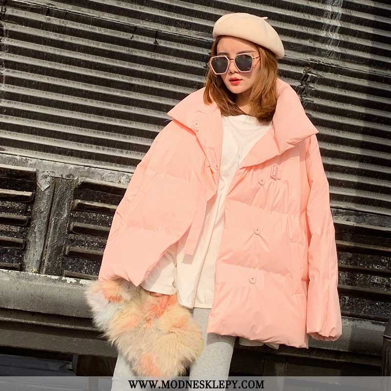 różowy - Damskie Kurtka Zimowa Elegancka Moda Mody Bawełny Wyściełane Ocieplana Z Luźne 2020 Zima Długim Ręka