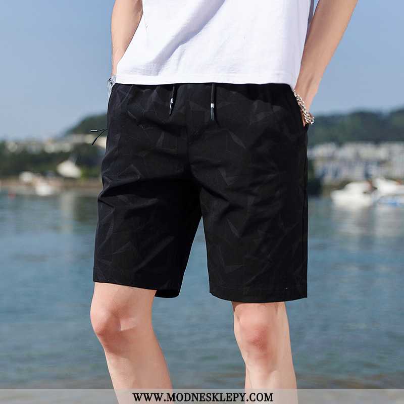 Męskie Spodnie Na Co Dzień Spodenki Plażowe Lato Czarny