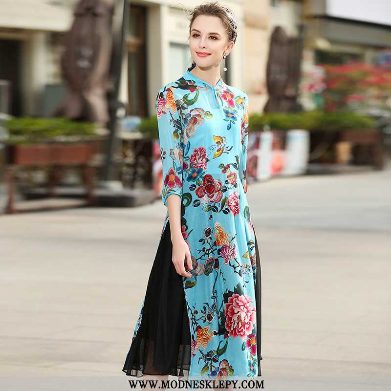 Damskie Sukienki Poprawiła Cheongsam 2020 Moda Dwuczęściowy Jedwabiu Morwy Jedwabnej Sukni Bankiet W