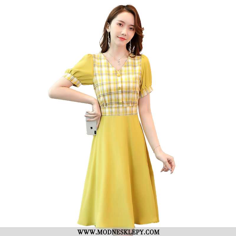 Damskie Sukienki Sukienka Elegancka Moda Trend Temperament 2020 Lato Fajne Luźne Na Co Dzień Yellow