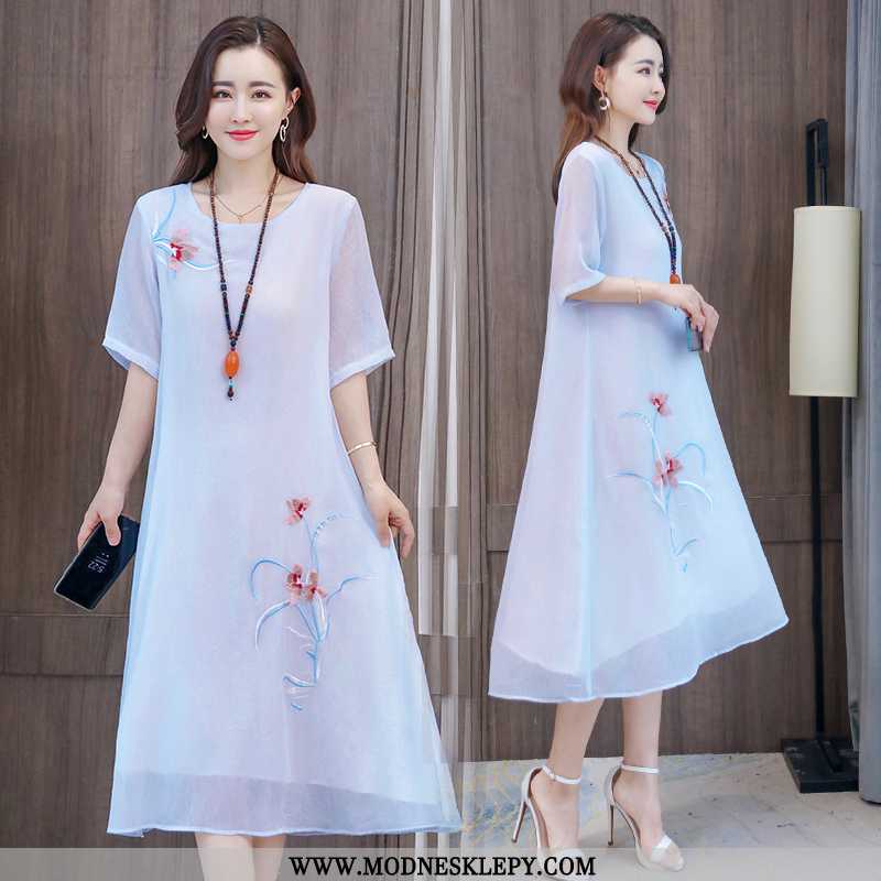 Damskie Sukienki Sukienka Moda Wygodne Szczupła Naturalne Luźne 2020 Niebieski