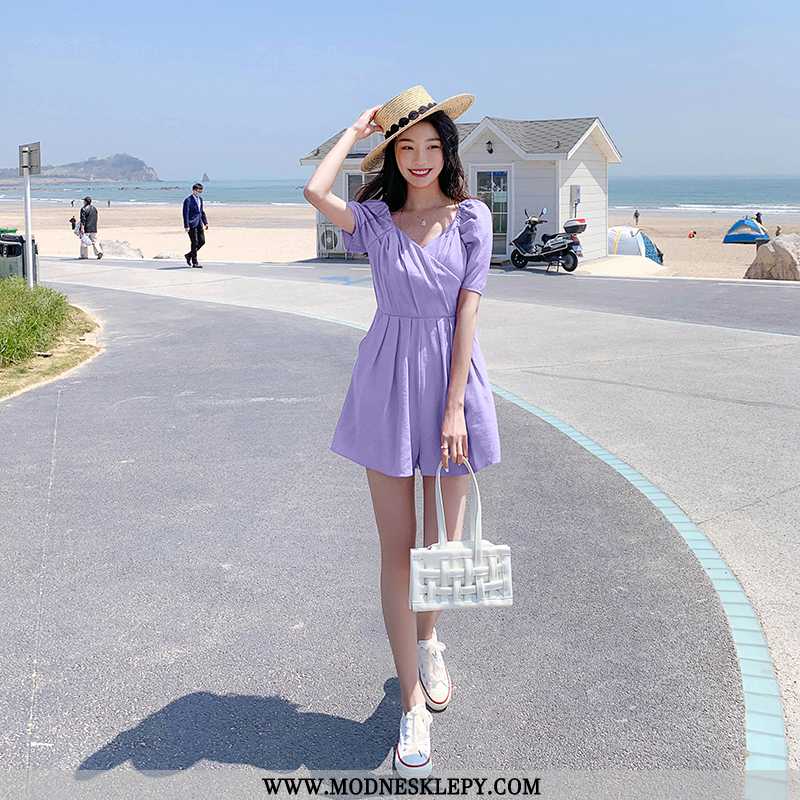  fioletowy - Sukienki Damskie Fajne Mody Sukienka Stylowe Wygodne 2020 Lato Jednolity Kolor Na Co Dzień Temperame