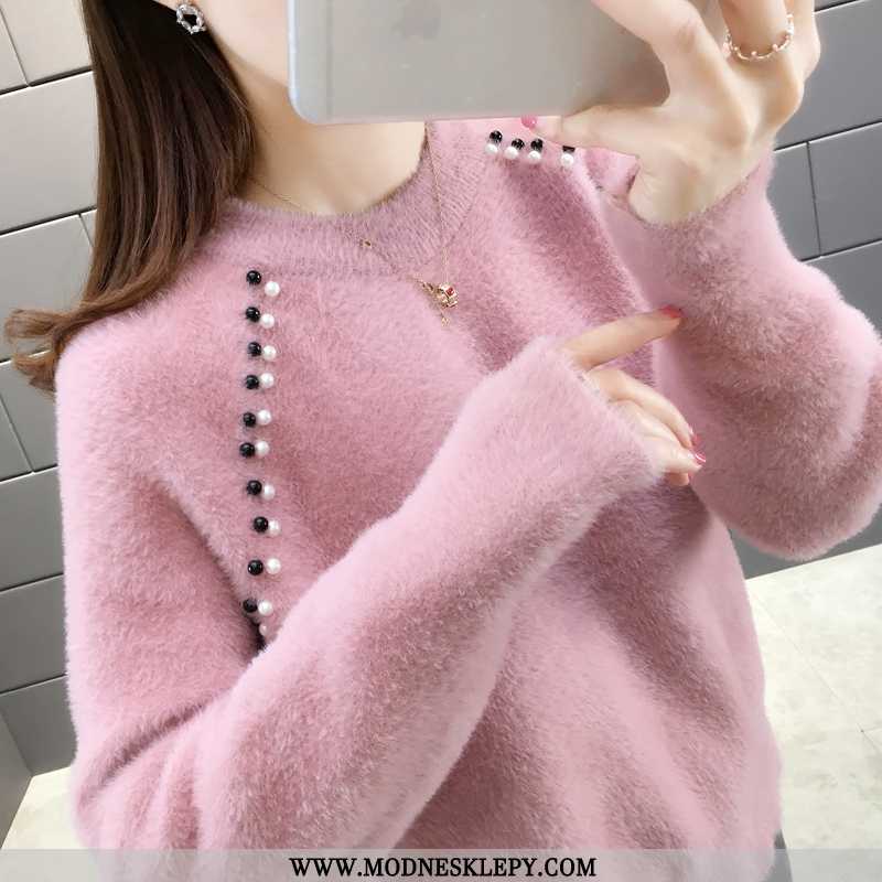  różowy - Damskie Sweter Fajne Mody Z Dzianiny Modne I Wygodne Zima 2020 Długim Rękawem Elegancki Beżowy