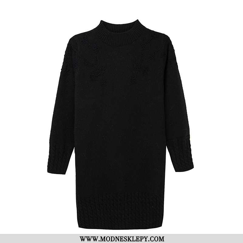 Damskie Sweter Wygodne Moda Z Dzianiny Modne Długie Rękawy 2020 Zima Średniej Długości Elegancki Cza