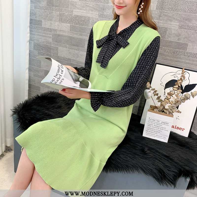  zielone światło - Sweter Damskie Wygodne 2020 Jesień Nowy Trend W Modzie Luźne Proste Elegancki Cały Mecz Starzenia Si