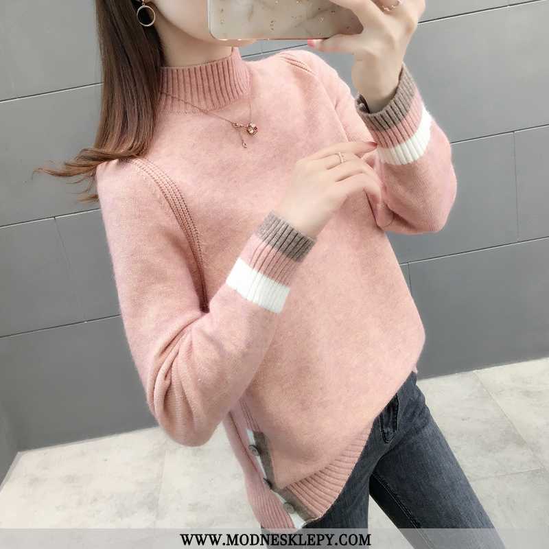 różowy - Damskie Sweter 2020 Wiosna Trend Fashion Cały Mecz Temperament Casual Czternaście Kobiet Z Długim Rę