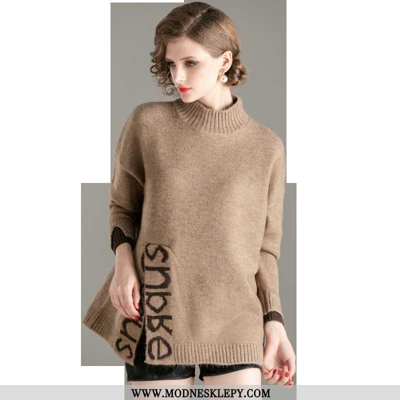 Sweter Damskie Moda Z Dzianiny Wygodne Długim Rękawem 2020 Wiosna Elegancki Khaki