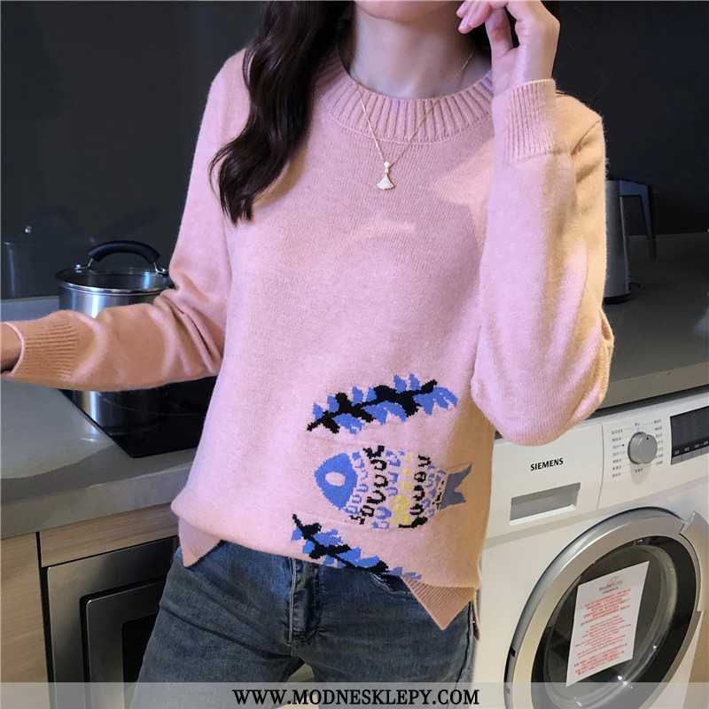 Sweter Damskie Wygodne Moda Z Dzianiny Modne Na Co Dzień Jesień 2020 Długim Rękawem Elegancka Różowa