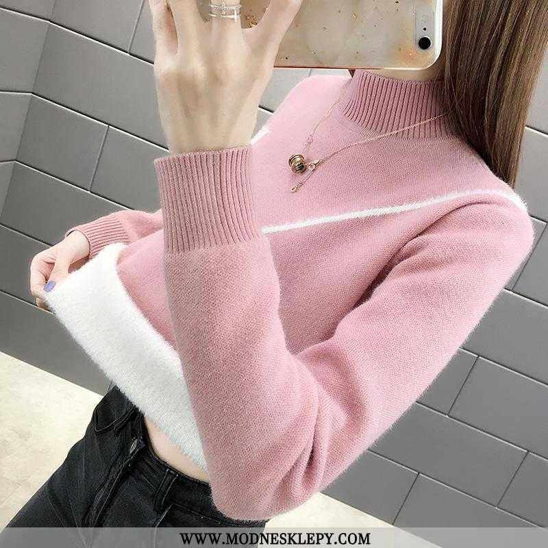 różowy - Damskie Sweter 2020 Moda Zima Wygodne Z Dzianiny Długim Rękawem Fajne Elegancki Khaki