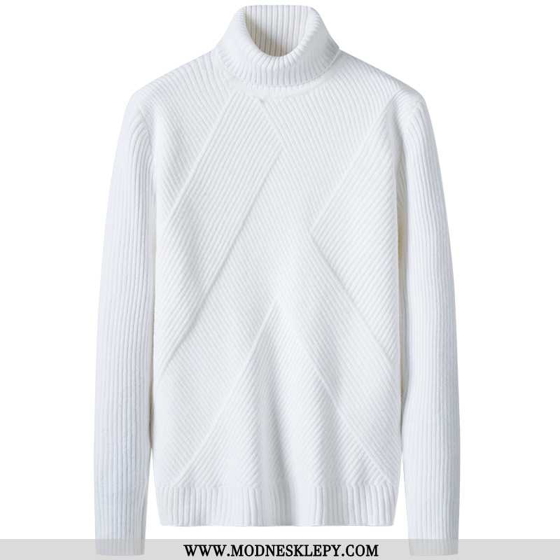 Sweter Męskie Z Golfem Męska Jesień I Zima 2020 Nowy Moda Biały