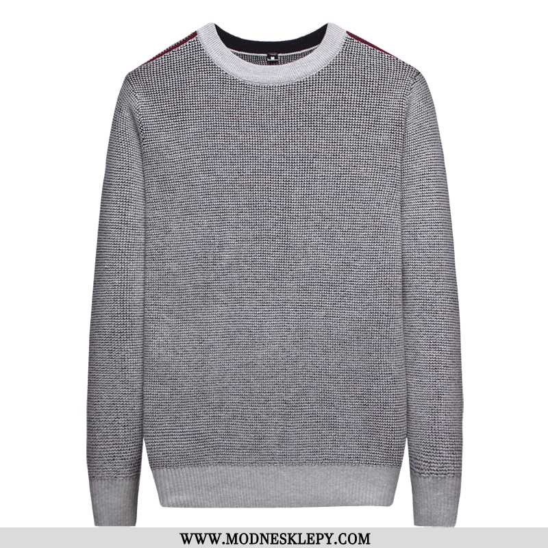 Sweter Męskie Plus Aksamitny Gruby Męski Z Dzianiny Okrągły Dekolt Najniższy Koszula Odzież Slim-fit