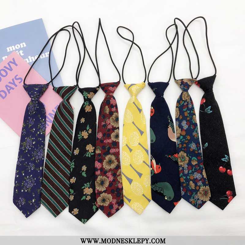 Damskie Krawaty Ins Uczeń Preppy Styl Drukowane Kwiatowy Mały Krawat Damski Shirt Fajne Moda W Stylu