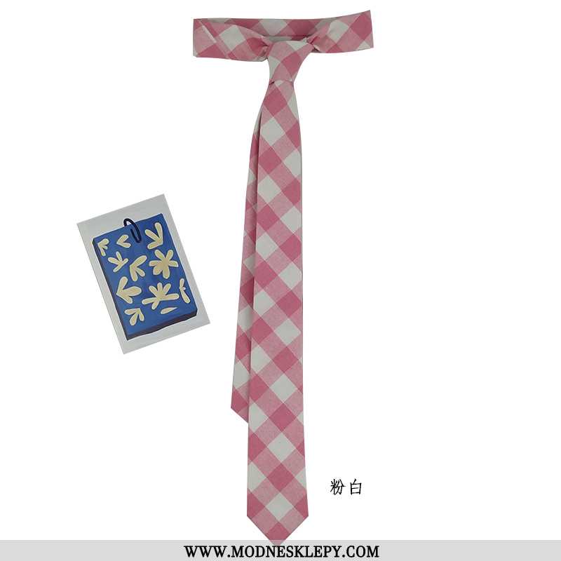  różowy - Damskie Krawaty Jak Kolor Kontrast Różowy Żółty Czarny Skośny Plaid Moda Rekreacyjne College Styl Ko
