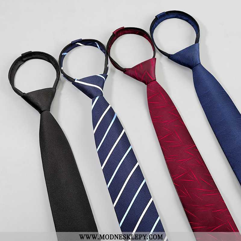 Krawaty Męskie Leniwy Krawat Mężczyźni Zamek Koszula Moda Biznes Formalne Nosić Czarny Łatwe, Aby Wy