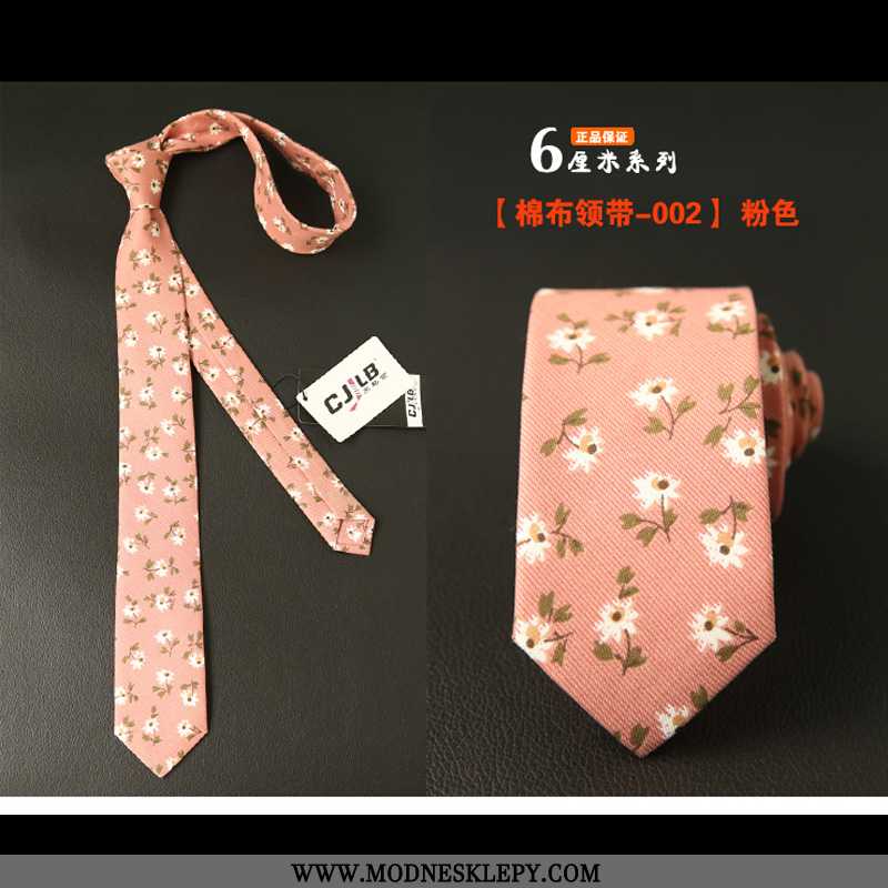  różowy - Męskie Krawaty Krawat Męska Uczeń Trendy Cały Mecz Wąskie 6cm Brytyjski Fajne Bawełniane Ld005 Khaki