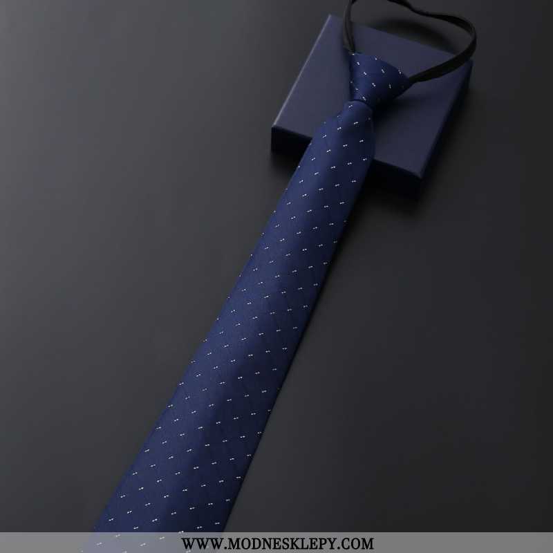 Krawaty Męskie Męska Biznes Formalne Zamek Krawat Pana Młodego Ślub Niebieski Paski Czarny Leniwy
