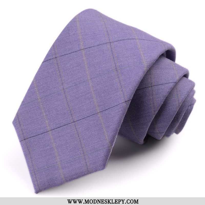  fioletowy - Krawaty Męskie Męska Krawat 8cm Formalne Biznes Ślub Pracy W Paski Bawełna Ręcznie Pana Młodego Prez