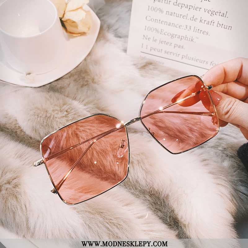  różowy - Spolaryzowane Okulary Przeciwsłoneczne Damskie Moda Netto Czerwony Duży Pole Światła Kolor Okrągły T