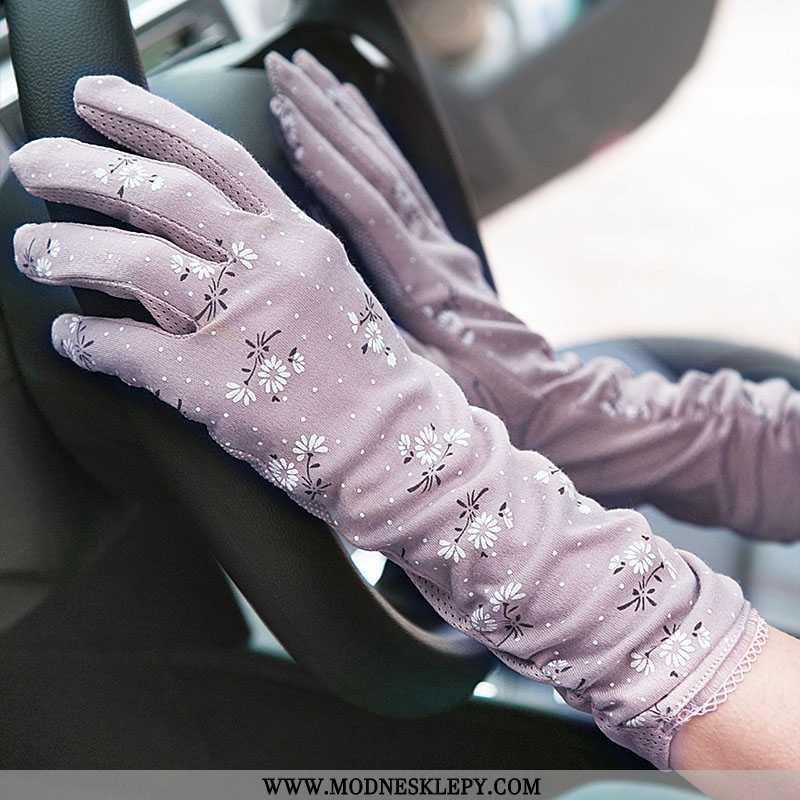  fioletowy - Damskie Rękawiczki Rękawice Chroniące Przed Słońcem Do Jazdy Letnie Bawełniane Cienkie Sexy Nie Anty