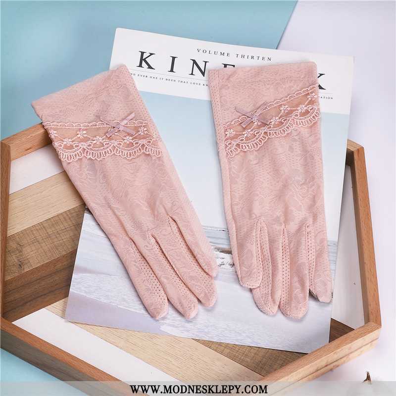 różowy - Rękawiczki Damskie Rękawice Chroniące Przed Słońcem Lato Ice Silk Cienkie Ochrona Promieniowaniem Uv