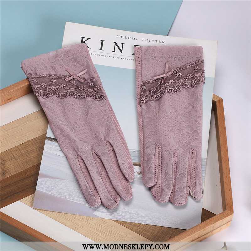  fioletowy - Rękawiczki Damskie Rękawice Chroniące Przed Słońcem Lato Ice Silk Cienkie Ochrona Promieniowaniem Uv