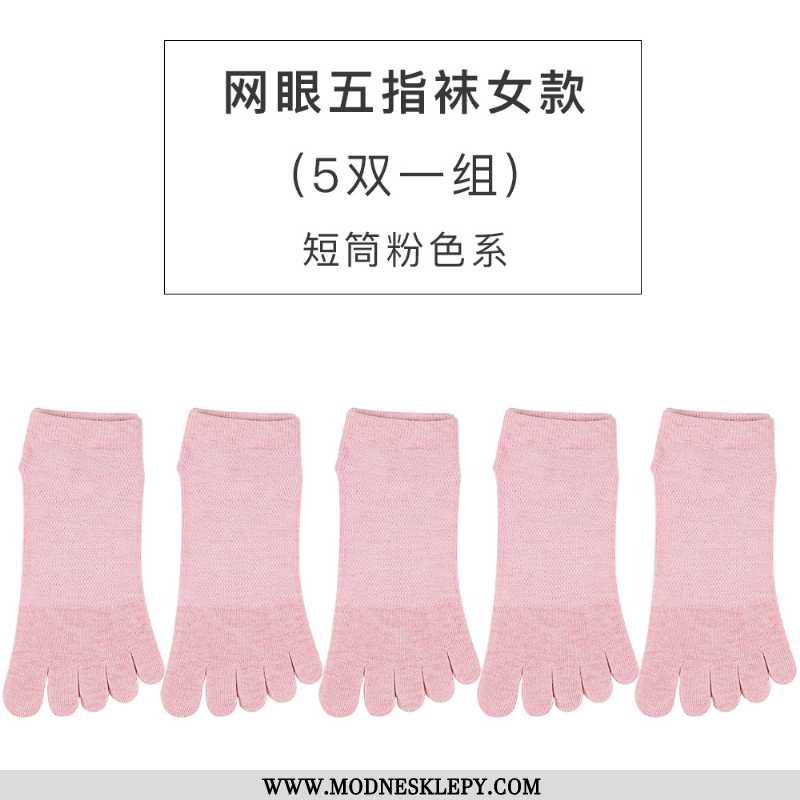  różowy - Skarpetki Damskie Pięć Palców Kobiet Niskich Top Skarpety Cienkie Ultra Letnie Oddychające Dezodoran