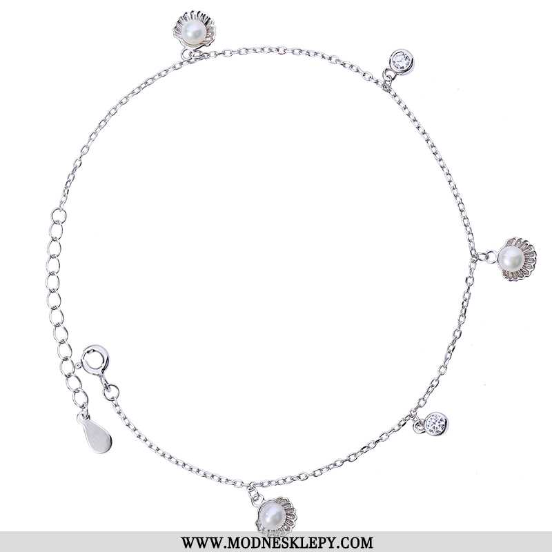 Damskie Srebrna Biżuteria 925 Sterling Silver Pearl Shell Łańcuszek Na Kostkę Kobiet Online Odbiorcó